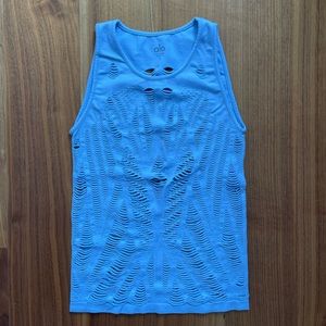 ALO blue cut out workout top